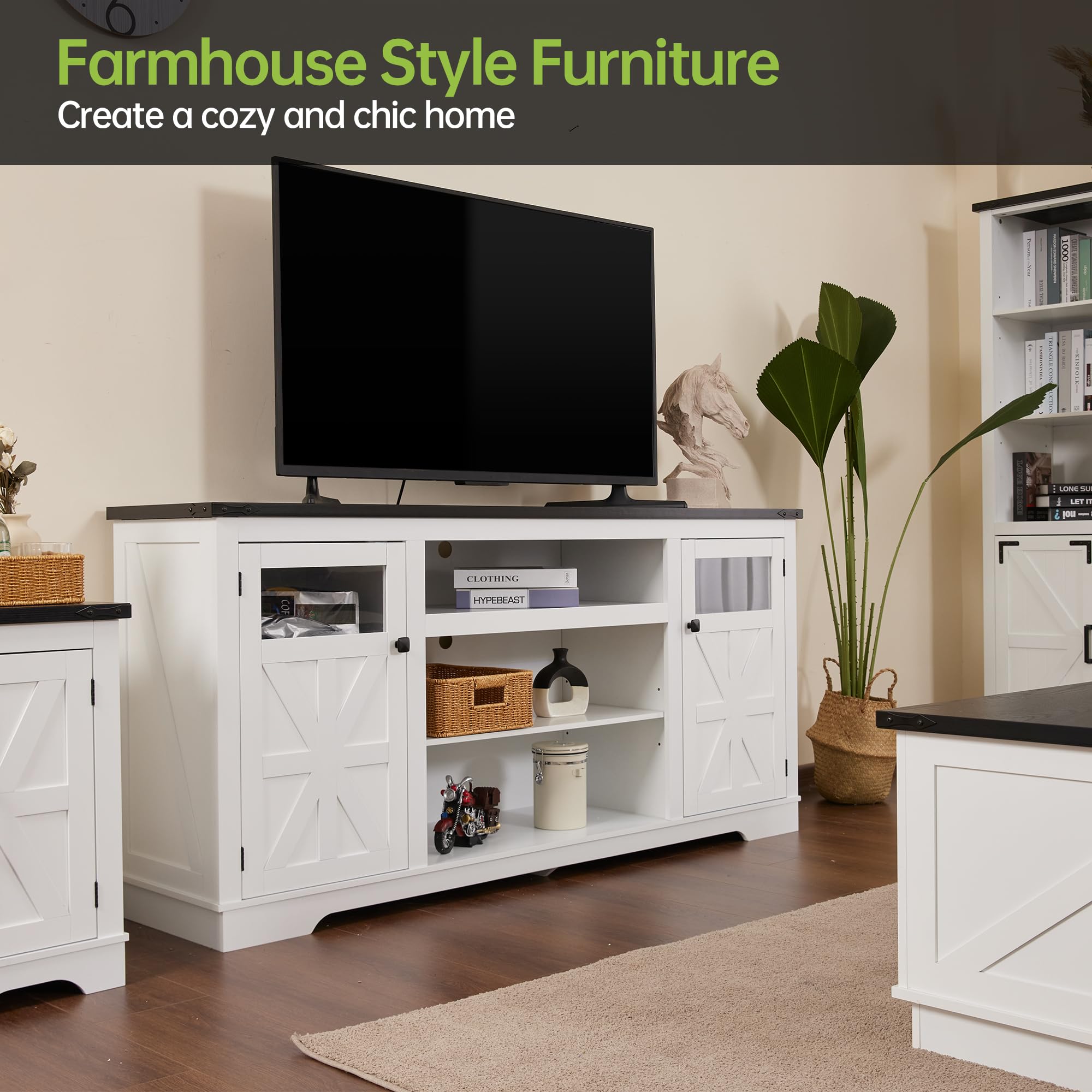 Real Relax Farmhouse TV Stand Perfect for 65